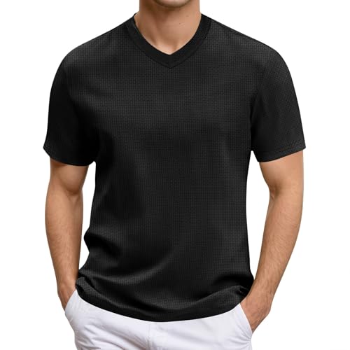 Camiseta para hombre 2025, camiseta para hombre, camiseta con cuello en V, ropa informal para actividades al aire libre, moda de verano, diseño cómodo en colores puros, hombros descubiertos, parte