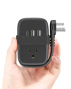 USB C Travel Power Strip, NTONPOWER 3 ft Wrapped Around Extension Cord with 2 Outlets 3 USB(1 USB C), Ultra Flat Plug, Cruise Approved, Compact Size for Travel and Home Office Hotel, Travel Essentials