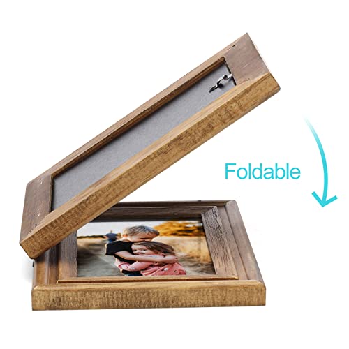 Wisadd Vertical & Horizontal 4X6 Picture Frames Double Hinged Wood Folding Photo Frames With Real Glass Front Fit For Desktop Or Tabletop, Wood Grain Xzon-V46-H64 #TOP1
