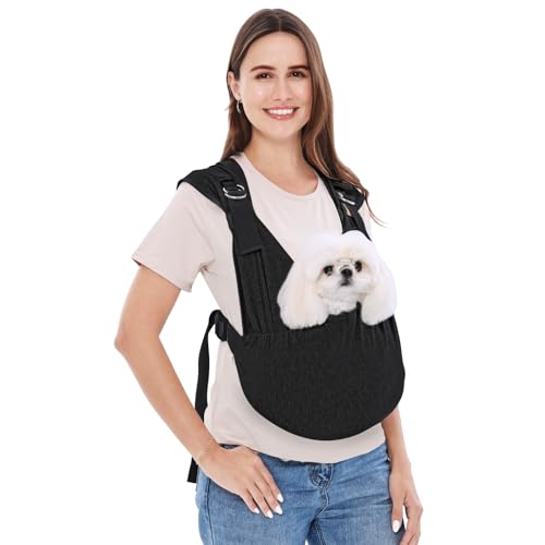 Supet Dog Carrier Sling for Small Dogs, Front Facing Cat Sling Carrier Chest, Hands Free Pet Sling Carrier, Adjustable Dog Front Carrier, Reducing Back Pain