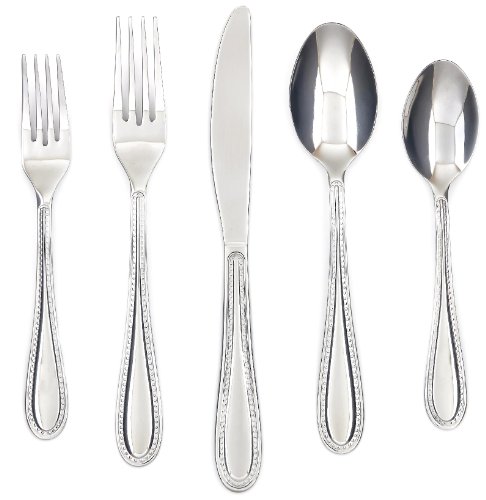 Farberware 45-Piece Paprika Mirror Flatware Silverware Set, Stainless Steel, Service For 8, Includes Forks/Spoons/Knives #TOP18