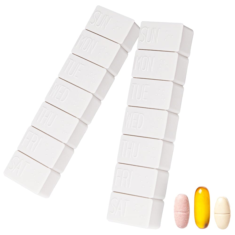 Photo 1 of 2Pack Weekly Pill Organizer,Extra Large 7 Days Cute Pill Cases Travel Daily Pill Box for Vitamin Medicine Fish Oil, Calcium Tablets Supplements