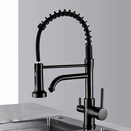 Robinet de Purificateur d'Eau 3 en 1 Laiton Noir contre l'Encombrement des Bouteilles Plastique