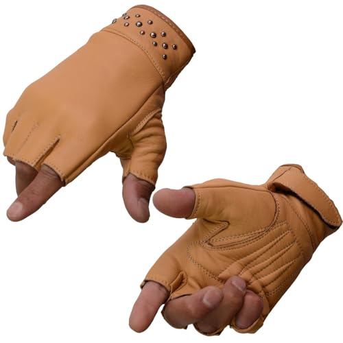Image of Milwaukee Leather Women's Leather Motorcycle Fingerless Hand Gloves