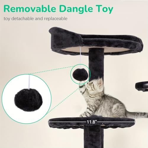 Torre para Gatos 54 in Multi-niveles Gris Oscuro miniatura 4