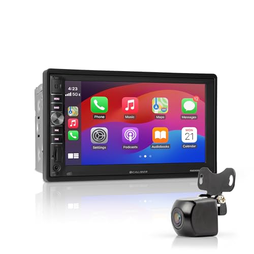Caliber Autoradio Bluetooth Drahtlos Apple CarPlay, Autoradio mit Bildschirm 7 Zoll, Auto Radio Touch Display, 2 DIN, Rückfahrkamera inklusive, mit Android Mirror Link, 4 x 100 Watt (RMD901DAB-CP)