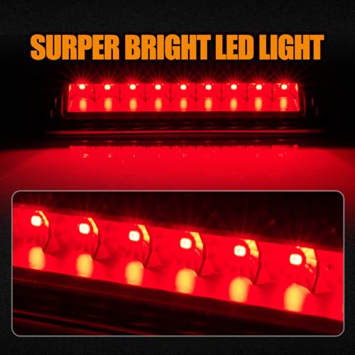 Image of Third 3rd Brake Light LED for 2006-2014 Honda Ridgeline, High Mount Rear Brake Lights Assembly for 06-14 Ridgeline, Waterproof Center Cab Lamp Stop Light (Black)
