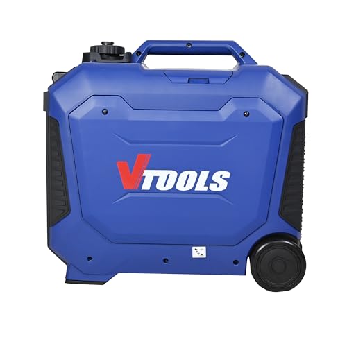 VTOOLS 4000W Recoil High-Performance Portable Silent Gasoline Generator,50/60Hz, 190cc 4-Stroke Engine,USB, DC Output, Compact Carrying Case, Parallel Outlet, Fuel-Efficient, blue, VG4750iSR