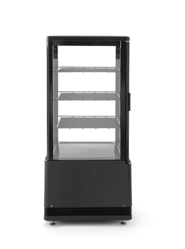 HENDI Vetrina da Esposizione Refrigerata, Sbrinamento Automatico, Sistema Antifog, 3 Ripiani, Illuminazione LED, Classe Energetica C, 68L, 230V, 170W, 452x406x(H)891mm, Nero, ABS, Doppio Vetro