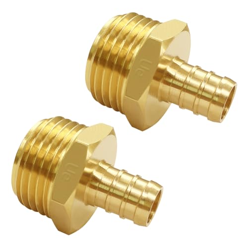 Uenede 2PCS Solid Brass 1/2" PEX Barb to 3/4" GHT Male Garden Hose End Connector Splicer Mender Repair Fitting by Uenede - Used condition - US$11.09