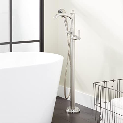 Signature Hardware 448428 Beasley Floor Mounted Tub Filler Faucet - Includes Hand Shower, Less Valve
