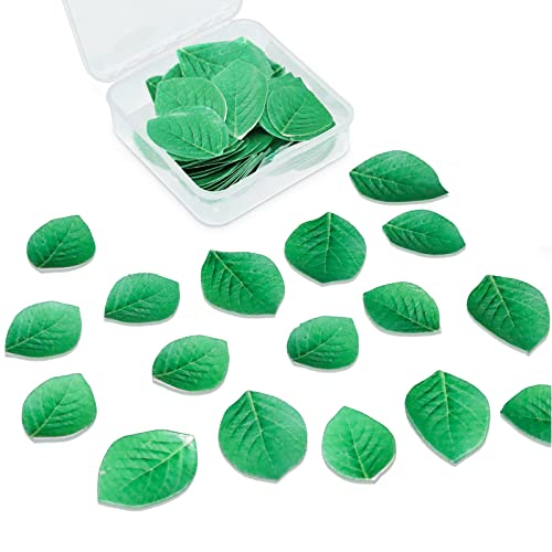92pcs Edible Leaves Edible Green Cake Cupcake Toppers Edible Wafer Paper Leaf Cake Decoration for Hawaii Aloha Summer Theme Wedding Birthday Baby Shower Party