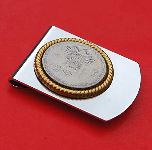1980 Mexico 5 Pesos Coin Stainless Steel Large Money Clip NEW - Aztec Sculpture of Feathered Serpent God Quetzalcoatl2
