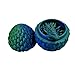 3D Printed Dragon Egg Articulating Gemstone Dragon Fidget Figurine - Vibrant Color Dragons Flexible ADHD, Autism and Anxiety Relief - Articulated Joints (Blue Green Silk)
