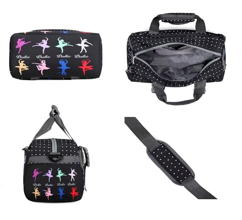 Ballet Dance Bag for Girls Gymnastic Bag Ballet Bag Ballerina Gifts (Black, Small)3