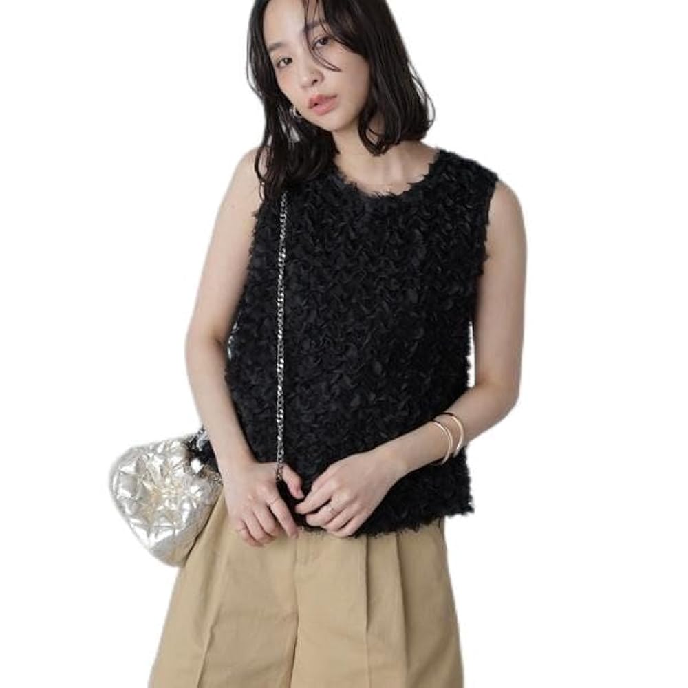 sheller ブラック フリルノースリーブチュニック sheller ブラック フリルノースリーブチュニック