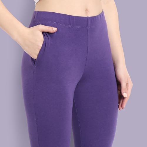Image of ONE SKY Women Ankle Length Leggings | Premium Cotton Modal Spandex Blend | High Waist Stretchable & Bio-Washed Fabric | Colour-Lock | Ethnic Leggings for Women