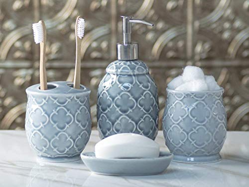 image for Comfify Designer 4-Piece Bathroom Accessory Set – Ceramic Bath Set w