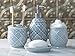 Designer 4-Piece Bathroom Accessory Set – Ceramic Bath Set w/Liquid Soap or Lotion Dispenser, Toothbrush Holder, Tumbler and Soap Dish – Decorative Set w/Embossed Details – Modern Vanity Accessories