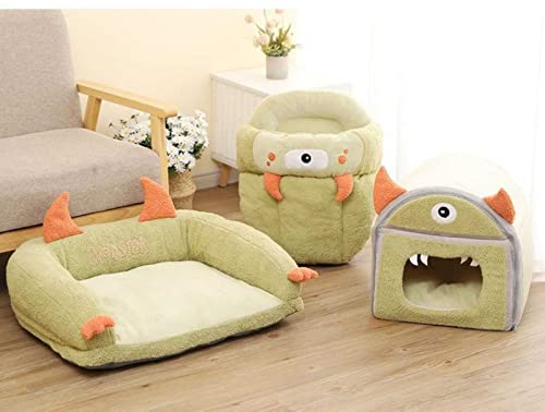 FRSP Areia de animais de estimação monstro dos desenhos animados semi-fechada para gatos casa de are