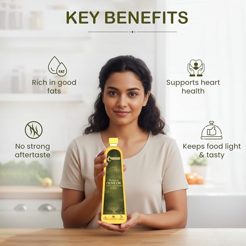 Image of Shagun Pomace Olive Oil 1 Litre for Indian Cooking | Cold Pressed Pomace Olive Oil for Frying and Roasting | Light Taste Healthy Cooking Oil | Good for Heart Health Daily Use for Kitchen