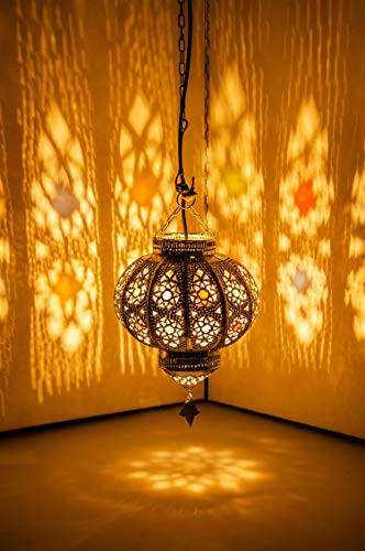 Orientalische Lampe Pendelleuchte Silber Malak E27 Lampenfassung | Marokkanische Design Hängeleuchte Leuchte aus Marokko… – Bild 5