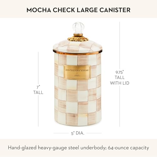 Image of MACKENZIE-CHILDS Enamel Canister, Large, Black-and-White Courtly Check