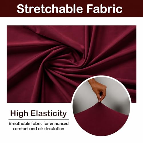 Image of ELEGANTA Stretchable Elastic Boss Office Chair Cover with Handle Covers, Polyester Spandex, Wine Colour (Pack of 2)