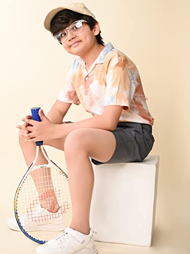 Image of LILPICKS Boys Ombre Printed Shirt With Shorts Set (Multi Grey)