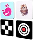 Black and White Baby Flash Cards for Infants and Toddlers, 4Packs 96 Cards 192 Pictures (5.5'X5.5'), Black and White and Colorful Objects, High Contrast Baby Cards Stimulating Brain Development