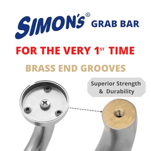Image of Simon's 100% Stainless Steel 304 Heavy Duty Grab bar for Bathroom handrailing and Safety Handle for Elderly - 24 inch - Pack of 2