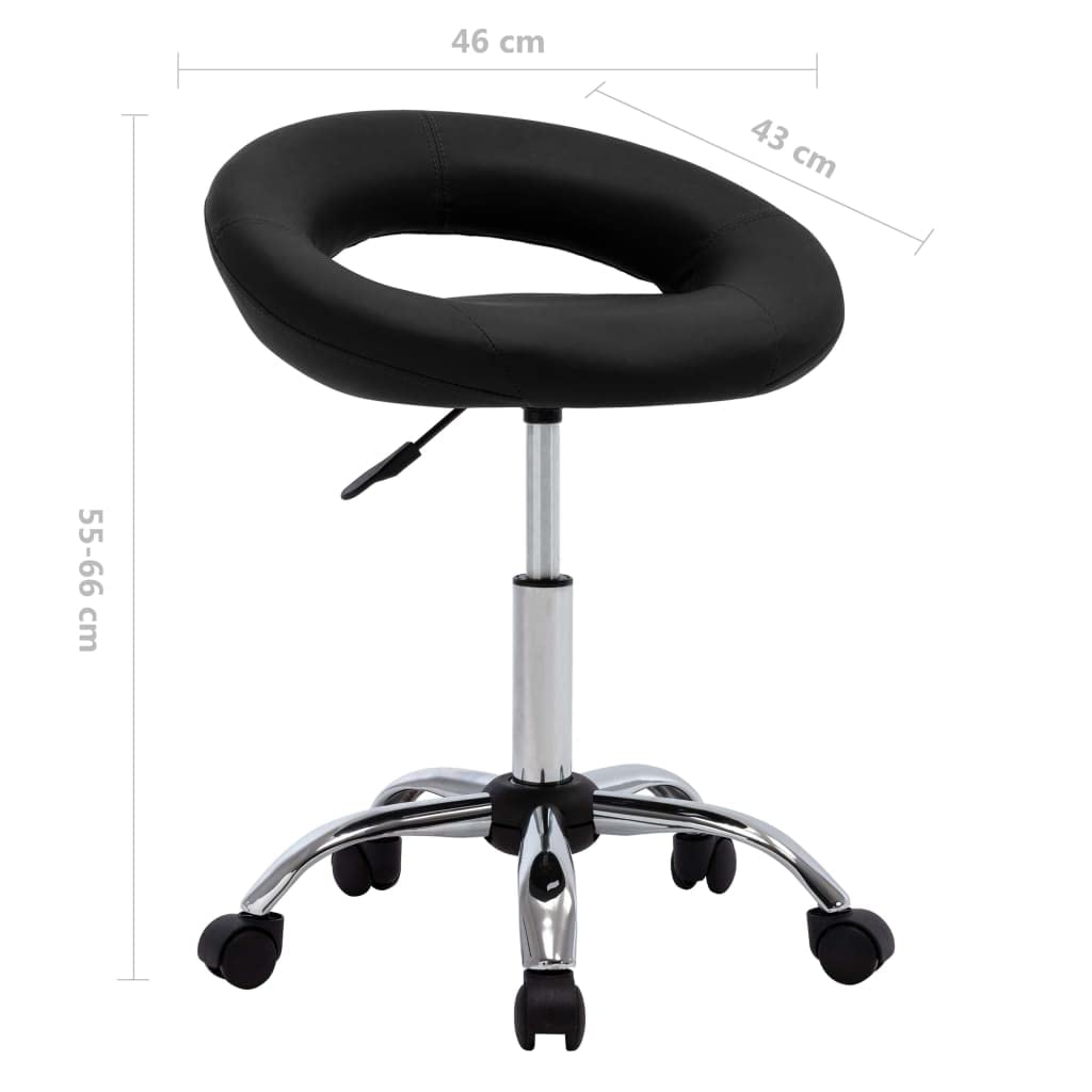 Taburete de trabajo con ruedas, color negro, con respaldo, taburete giratorio, altura ajustable, piel sintética, para salón, tatuaje, clínica, taburete de oficina, soporta hasta 110 kg
