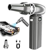 Hyaloid エアダスター 電動 小型ブロワー Type-C充電式 130000RPM 8000mAh 5段階風量+MAXモード LEDライト付き バッテリースクリーン表示付き 軽量240g 強力 吹き飛ばし 日本語説明書付き PC掃除/キーボード/車内/洗車用/火起こし/ノズル付/ABSボディ (グレー)