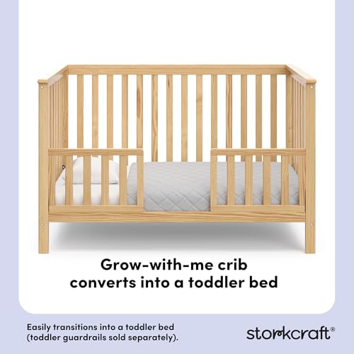 image for Storkcraft Hillcrest 4-in-1 Convertible Crib (Natural) - Converts to D