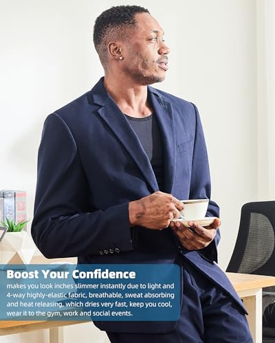 KOCLES Compression Shirt Men Slimming Undershirt Body Shaper Vest, Gynecomastia Compression Tank Top, Shapewear Tummy Control