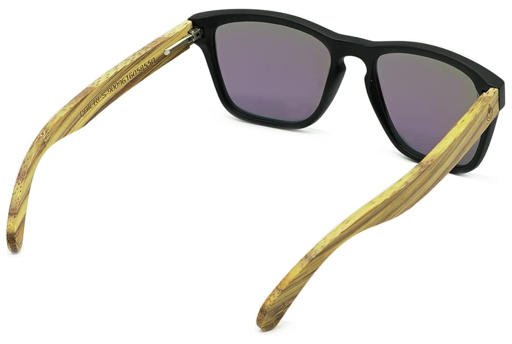 Phiabolus - Sonnenbrille für Damen und Herren in Schwarz/Grün mit Holzoptik