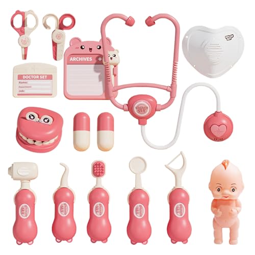 15PCS Valigetta Dottore Bambini CHUNLINLAODA-kit Dottoressa Bambina Kit Dottore Bambino con stetoscopio Borsa da Medico Portatile Gioco di Ruolo Gioco Educativo Regalo Bambini di 3-8 Anni