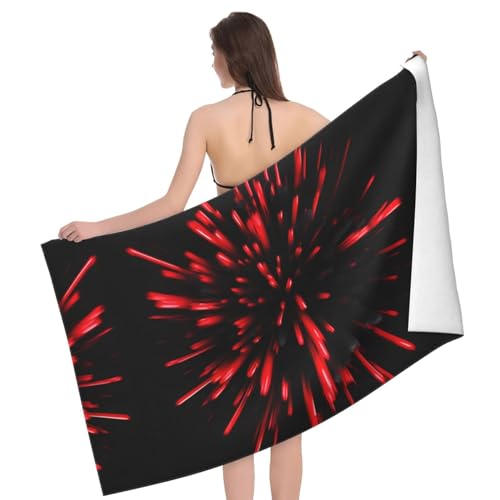 Serviette de bain douce microfibre rouge et noir grand drap de douche L - 4