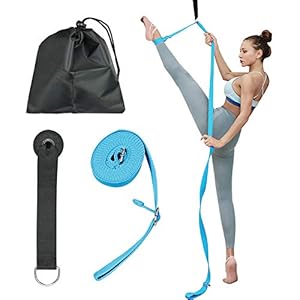 Podazz Leg Stretcher Strap, leg stretcher Adjustable Lengthened Ballet Extension Strap with Door Anchor-for Ballet, Dance Equipment for Stretching in Ballet, Cheerleading, Gymnastics (Aqua)