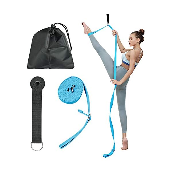 Podazz Leg Stretcher Strap, leg stretcher Adjustable Lengthened Ballet Extension Strap with Door Anchor-for Ballet, Dance Equipment for Stretching in Ballet, Cheerleading, Gymnastics (Aqua)