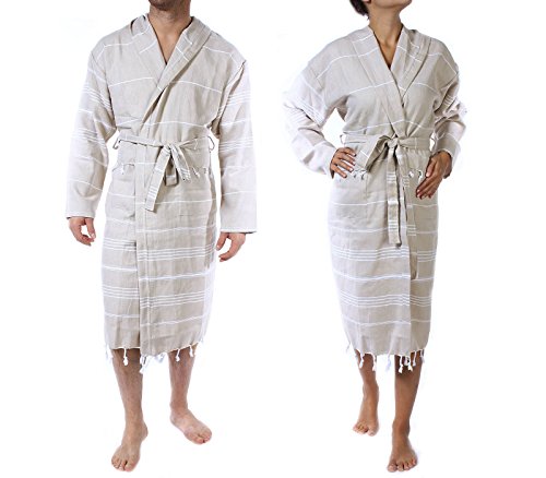 Cacala mens Turkish Hooded Bathrobe With Pocket for Men Women Lightweight Soft Ultra Absorbent Beach, Pool