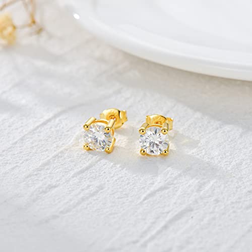 Moissanite Stud Earrings Jewelry For Women Men, 0.6Ct-2Ct Df Color Brilliant Round Cut Lab Created Diamond Earrings In Sterling Silver With 18K White Gold Plated Friction Back (0.6 Carats, 4Mm) #TOP2