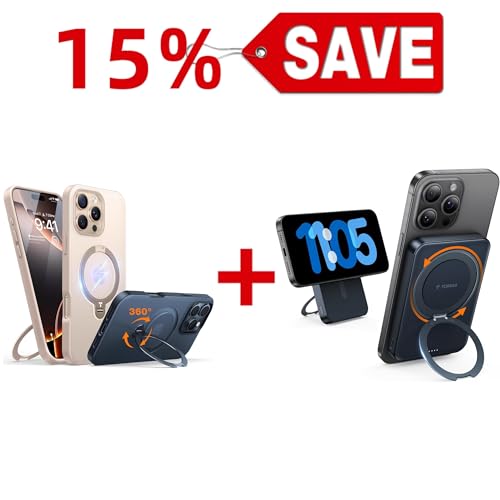 TORRAS Ostand 10,000mAh QI2 Magnetic Battery Pack with Stand & Magnetic Case — Buy Together to Save 15%