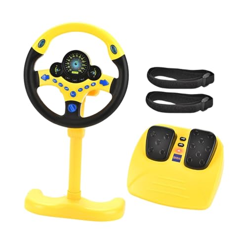 DYNWAVE Simulated Steering Wheel for Kids Baby Cars Seat Simulator Multifunctional Sounding Toy with Music and Light for Children Baby, Yellow