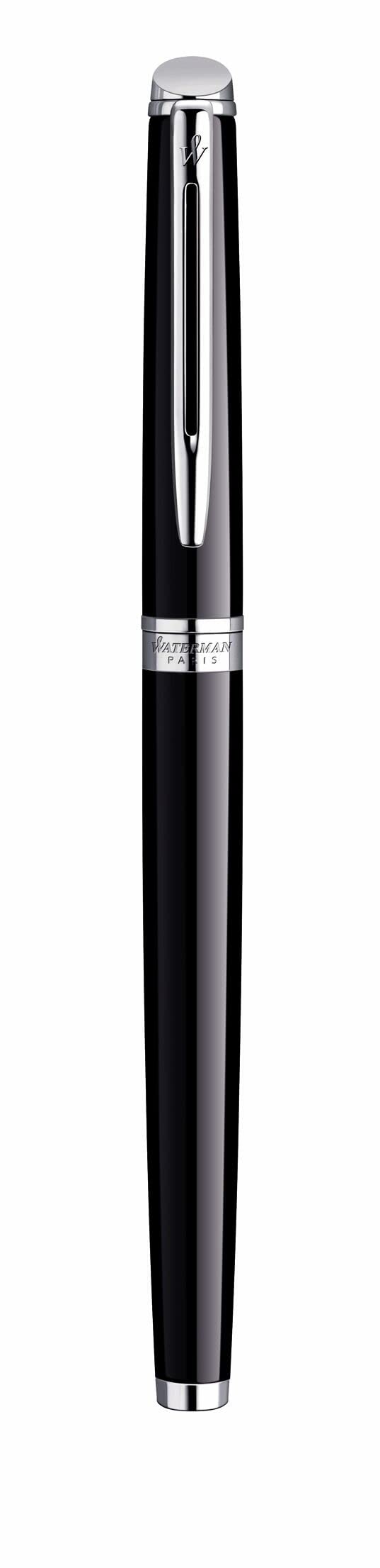 Waterman Hémisphère Stylo Plume avec Gravure | Cadeau pour Homme et Femme | Inspiré de la Mode Parisienne | Personnalisé | Gravé | Encre Bleue | Pointe Moyenne (Laque Noire C.C.)