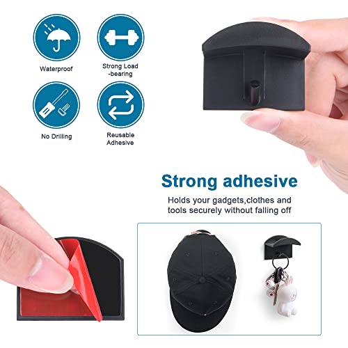 Vicloon Selbstklebende Hut-Organizer, 8 stück Minimalistischer Huthalter für Wandmontage, Cap Halterung Wand, Huthaken für Wandmontage Hut Baseball Kappe Kleiderbügel Veranstalter -Schwarz