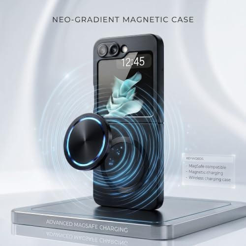 Image of amazon basics Premium Mag-Safe Case for Samsung Galaxy Z Flip 5 | Shockproof & Anti-Scratch Cover | Soft Silicone with Wireless Charging | Camera Lens Guard - Black