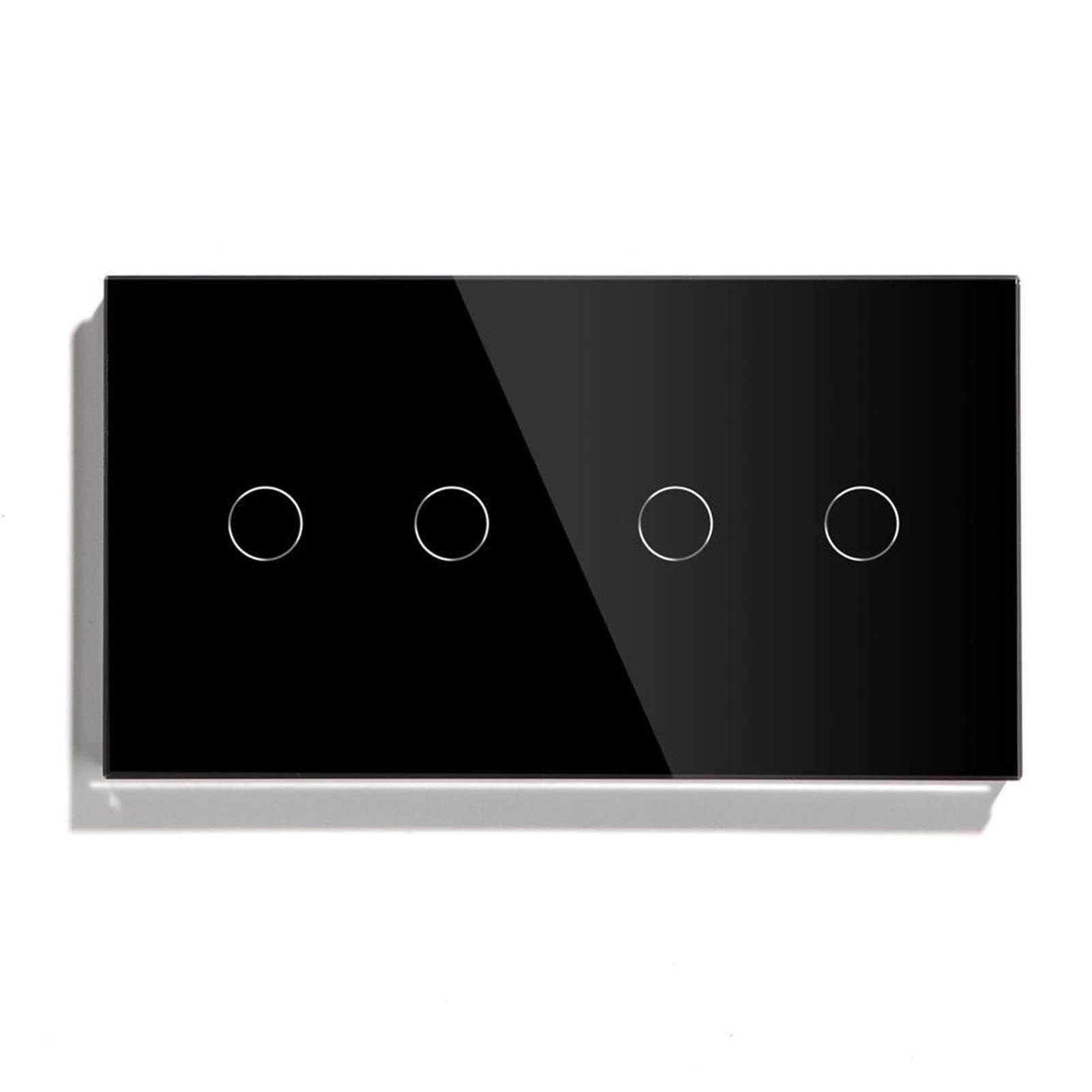 Interruptor Tactil Interruptores De Luz Inteligentes Interruptor Táctil Botón 4 Bandas Eléctrica 157 Mm Panel Clase Cristal Blanco Negro Dorado Mejoras for El Hogar(Noir)