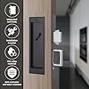 Modern Pocket Door Hardware - Privacy Lock with Finger Flush Pulls for Sliding & Folding Doors (Black, No Key)