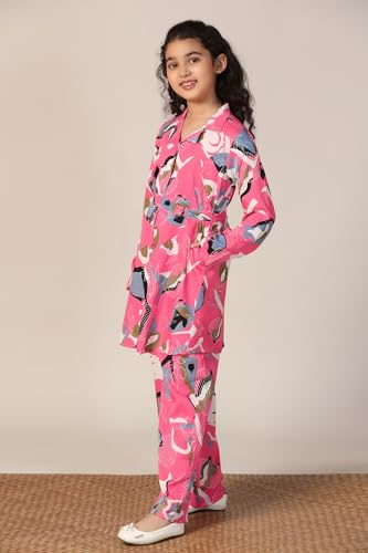 Image of Fashion Dream Girl's Rayon Abstract Printed Clothing Set|Co-ord Set|Casual Wear|Coordinate Outfit for Girls